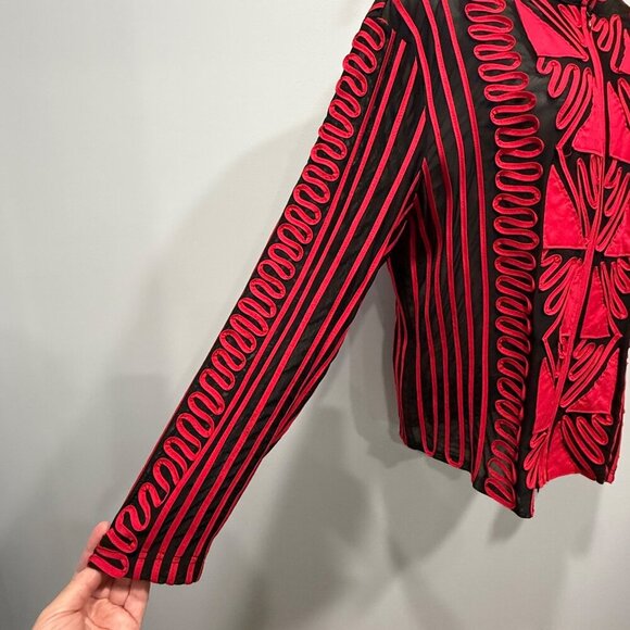 VTG Joseph Ribkoff Statement Jacket Black Red Geometric Abstract Bold 80s 90s XL - Picture 8 of 14